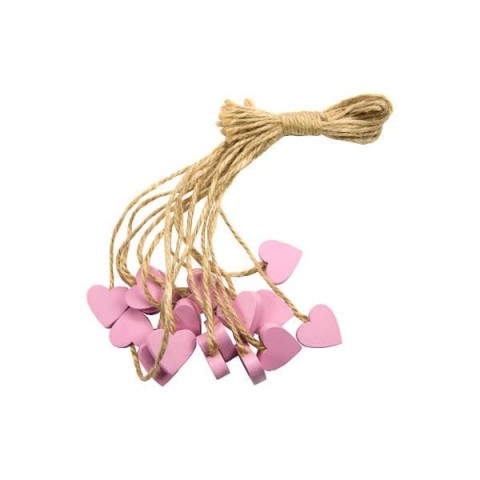 CUORE LEGNO ROSA CON CORDONCINO